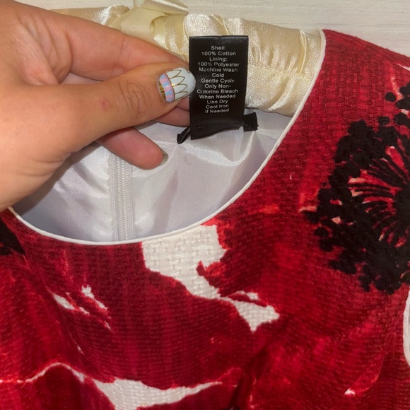 LOFT Poppy flower pattern, textured fabric dress fully lined - Picture 5 of 9